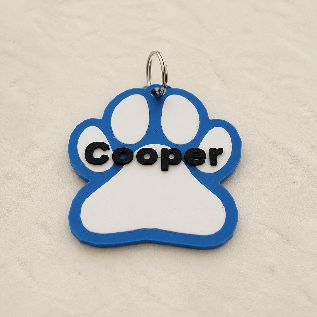 Personalised Paw Print Dog Name Tag – Colourful 3D Printed Collar Charm