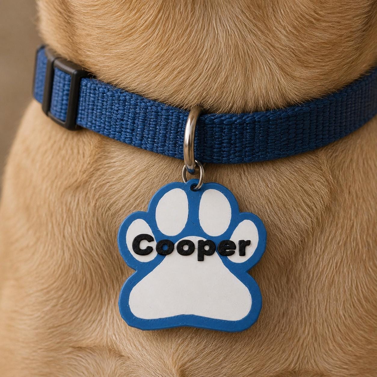 Personalised Paw Print Dog Name Tag – Colourful 3D Printed Collar Charm