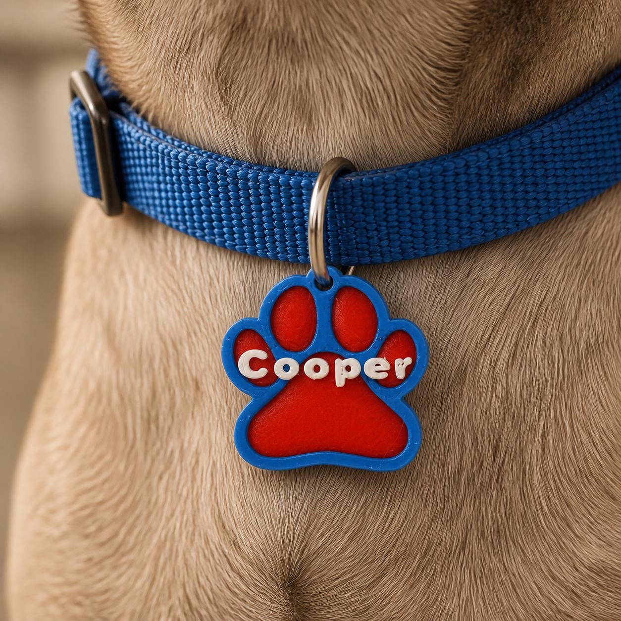 Personalised Paw Print Dog Name Tag – Colourful 3D Printed Collar Charm