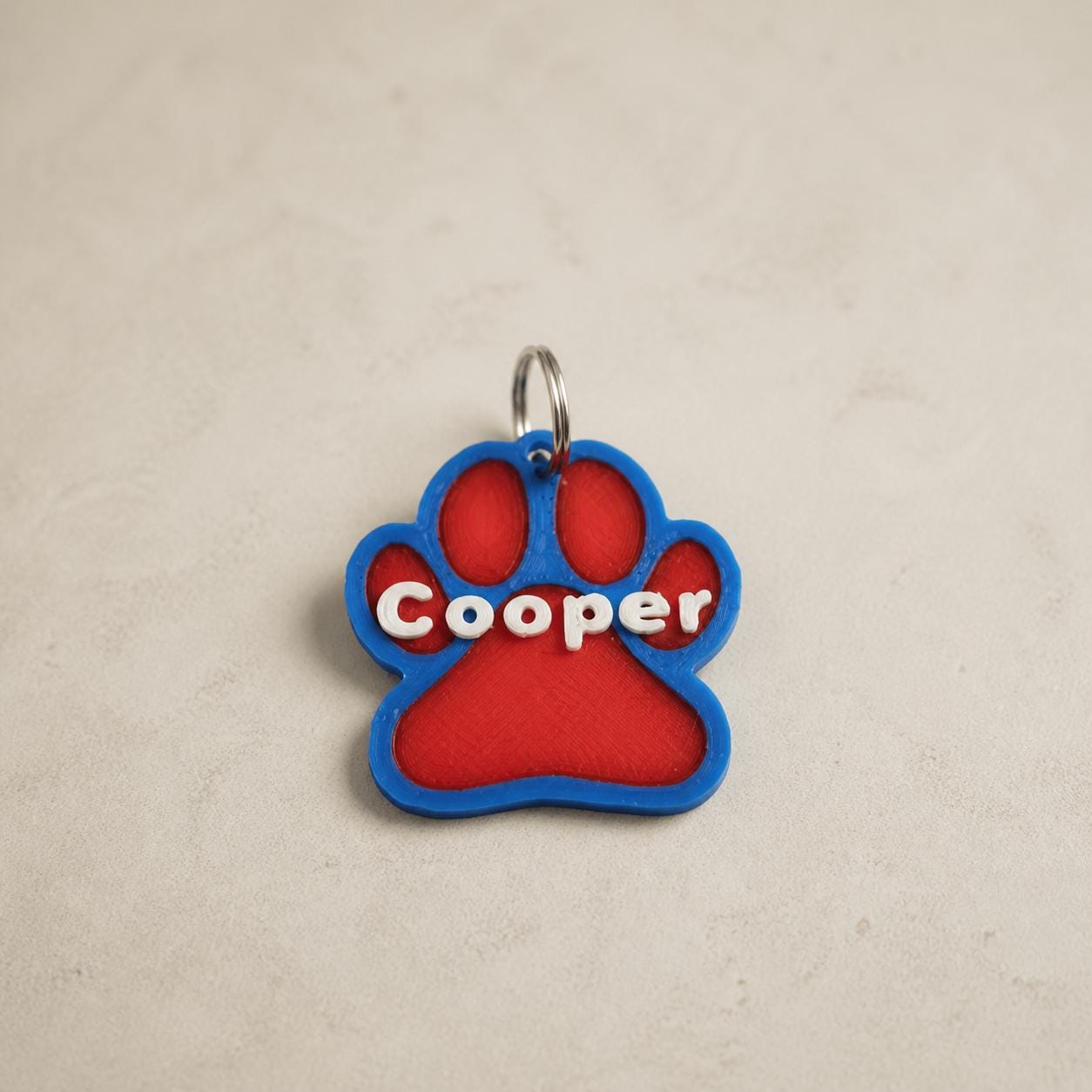 Personalised Paw Print Dog Name Tag – Colourful 3D Printed Collar Charm